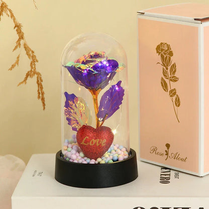 Eternal Rose LED Light in Glass Dome for Valentine's Day and Special Gifts