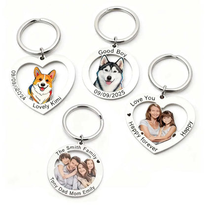 Personalized Photo Keychain for Family Couples and Pets