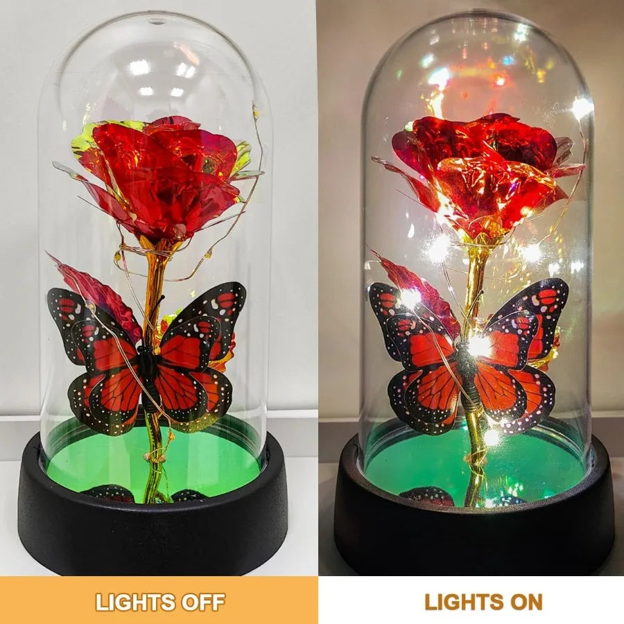 Forever Rose LED in Glass Dome - Romantic Gift for Mom or Wife
