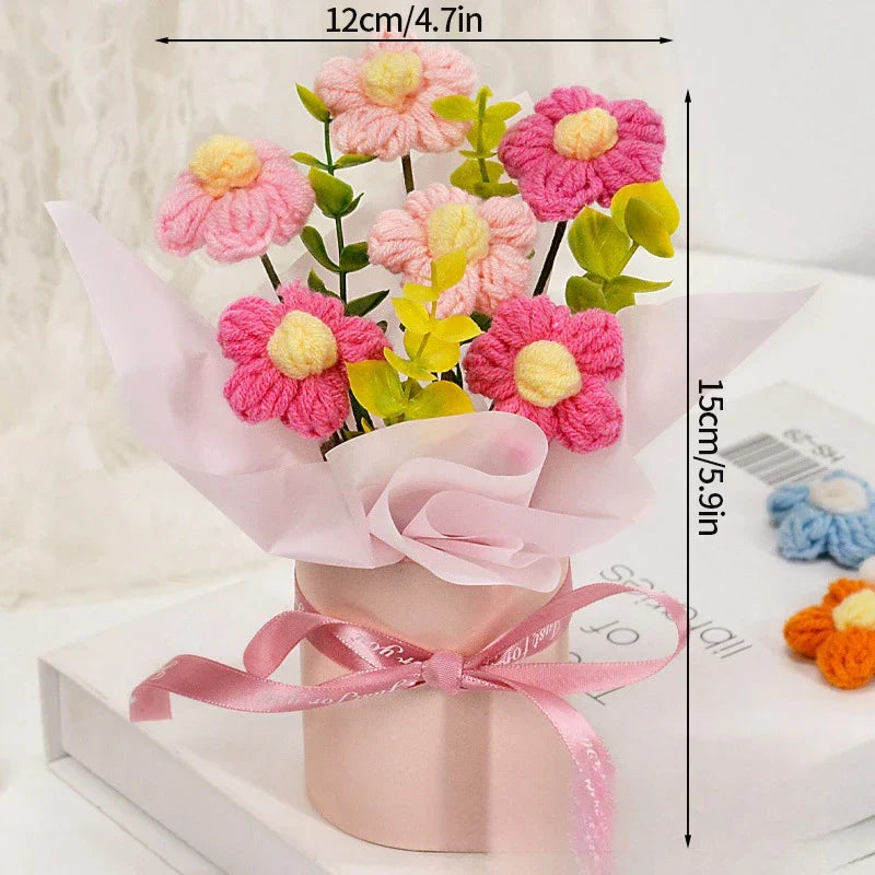 Hand-Woven Rose Flower Bouquet Artificial Flowers for Birthday and Valentine's Day