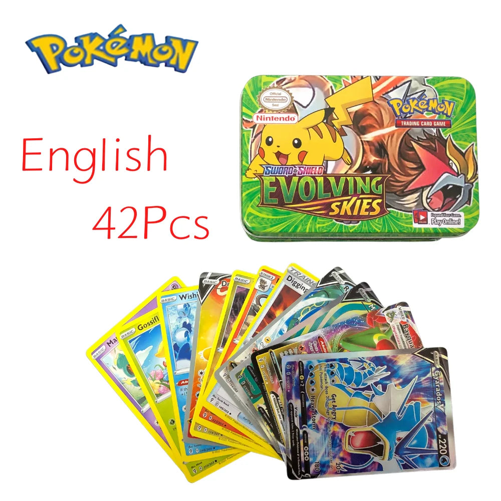 42pcs/set Iron Metal Box Pokemon Cards