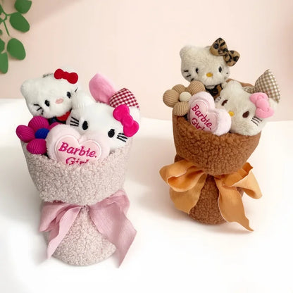 Hello Kitty Plush Toy Flower Bouquet Cute Gift 24cm