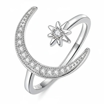 Delicate Adjustable 925 Sterling Silver Ring with Cubic Zirconia
