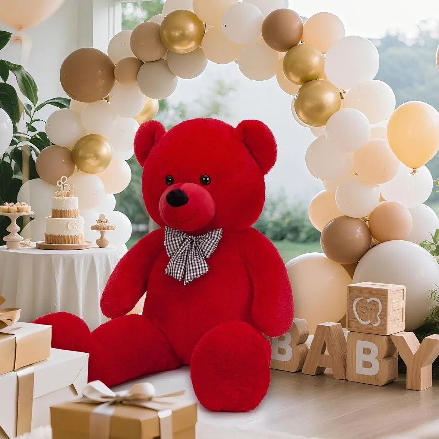 47-Inch Giant Red Teddy Bear Plush Toy Soft and Fluffy Stuffed Animal for Gifts