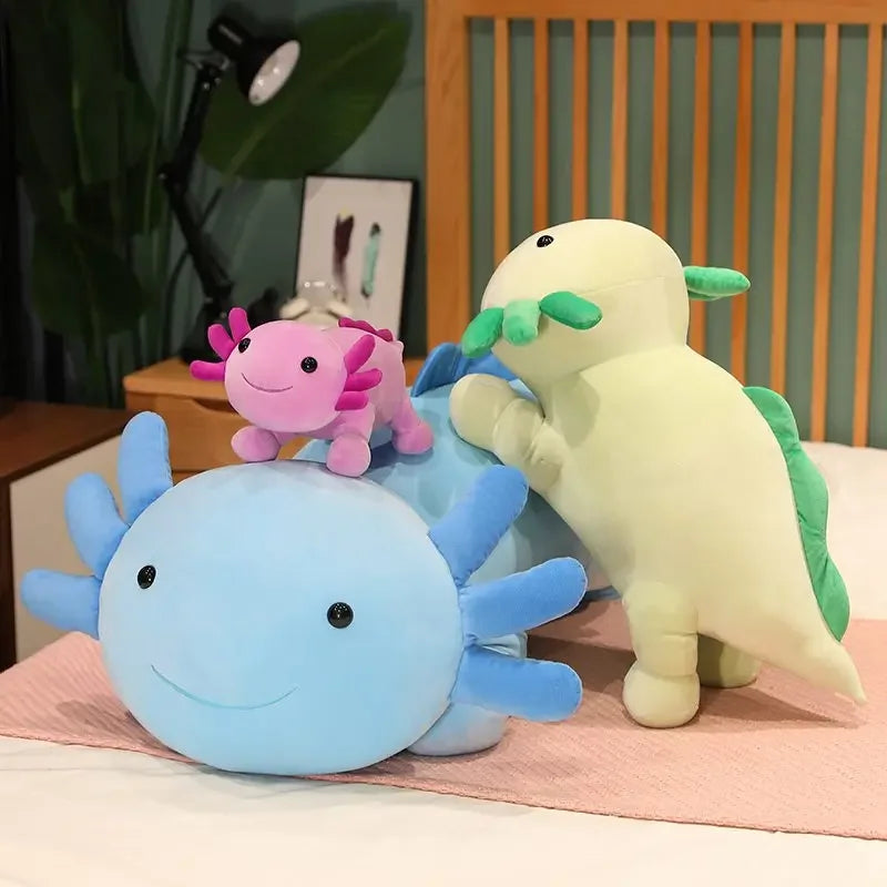Giant Axolotl Plush Toy Colorful Stuffed Salamander Long Pillow for Kids
