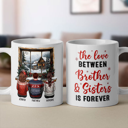 Brother Sisters Sitting By The Window Personalized Mug, Christmas Gift for Siblings