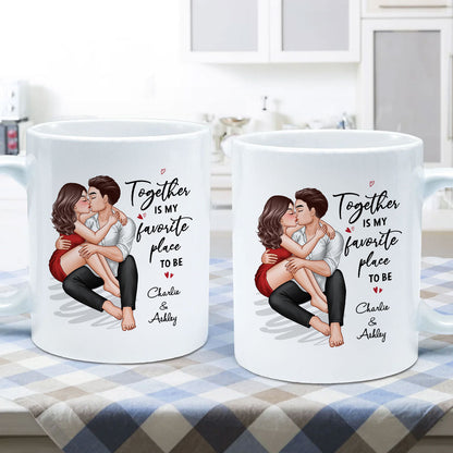 Couple Embrace & Kiss Gift For Him For Her Personalized Mug