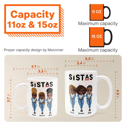 Sistas - Personalized Mug - Birthday Gift For Bestie, Best Friend, BFF, Sista, Colleague - Denim Chibi Girl