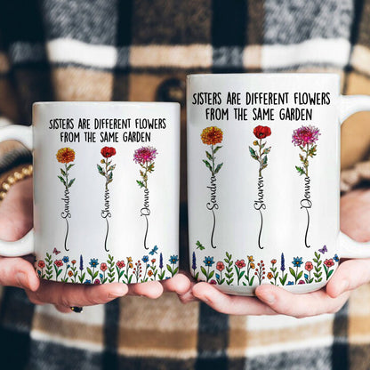 Sisters Ceramic Mug with Floral Illustration, Heartwarming Quote, Perfect Gift for Sisters