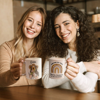 Sometimes You Forget You're Awesome So This Is Your Reminder - Personalized Mug - Birthday Gift For Girl, Woman, Her - Sunflower Girl