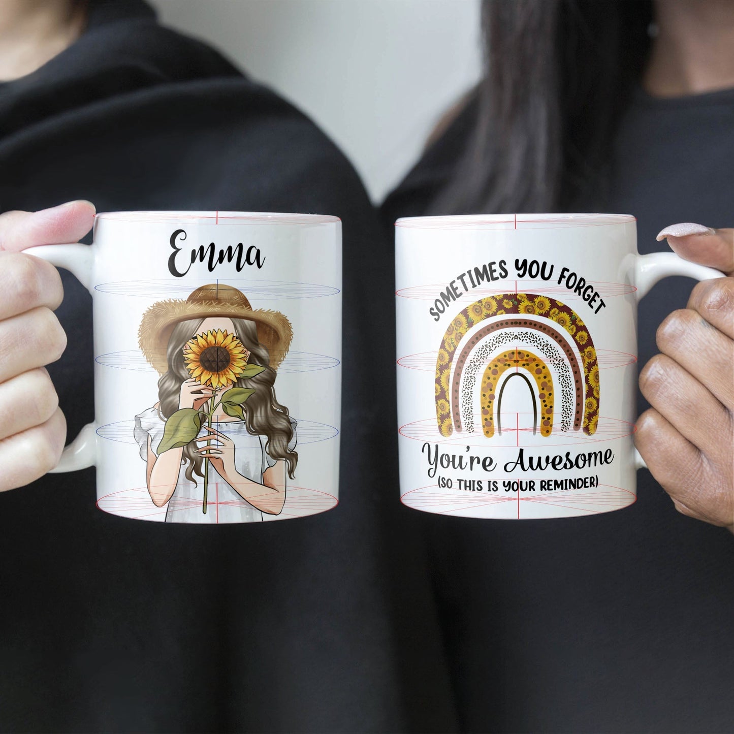 Sometimes You Forget You're Awesome So This Is Your Reminder - Personalized Mug - Birthday Gift For Girl, Woman, Her - Sunflower Girl