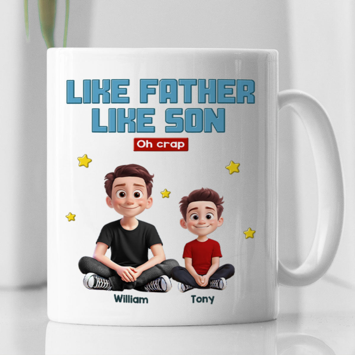 Like Father Like Daughter Son Cartoon Funny Style Personalized Mug, Gift For Dad
