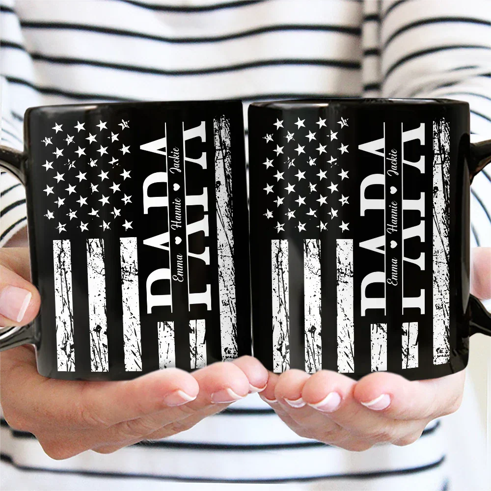 Stars & Stripes Dad Grandpa We Love You - Personalized Black Mug