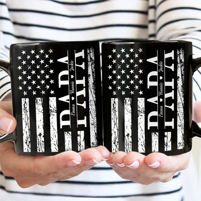 Stars & Stripes Dad Grandpa We Love You - Personalized Black Mug