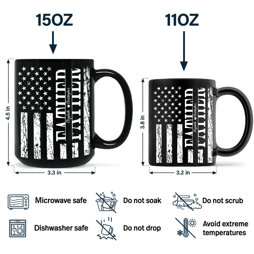Stars & Stripes Dad Grandpa We Love You - Personalized Black Mug