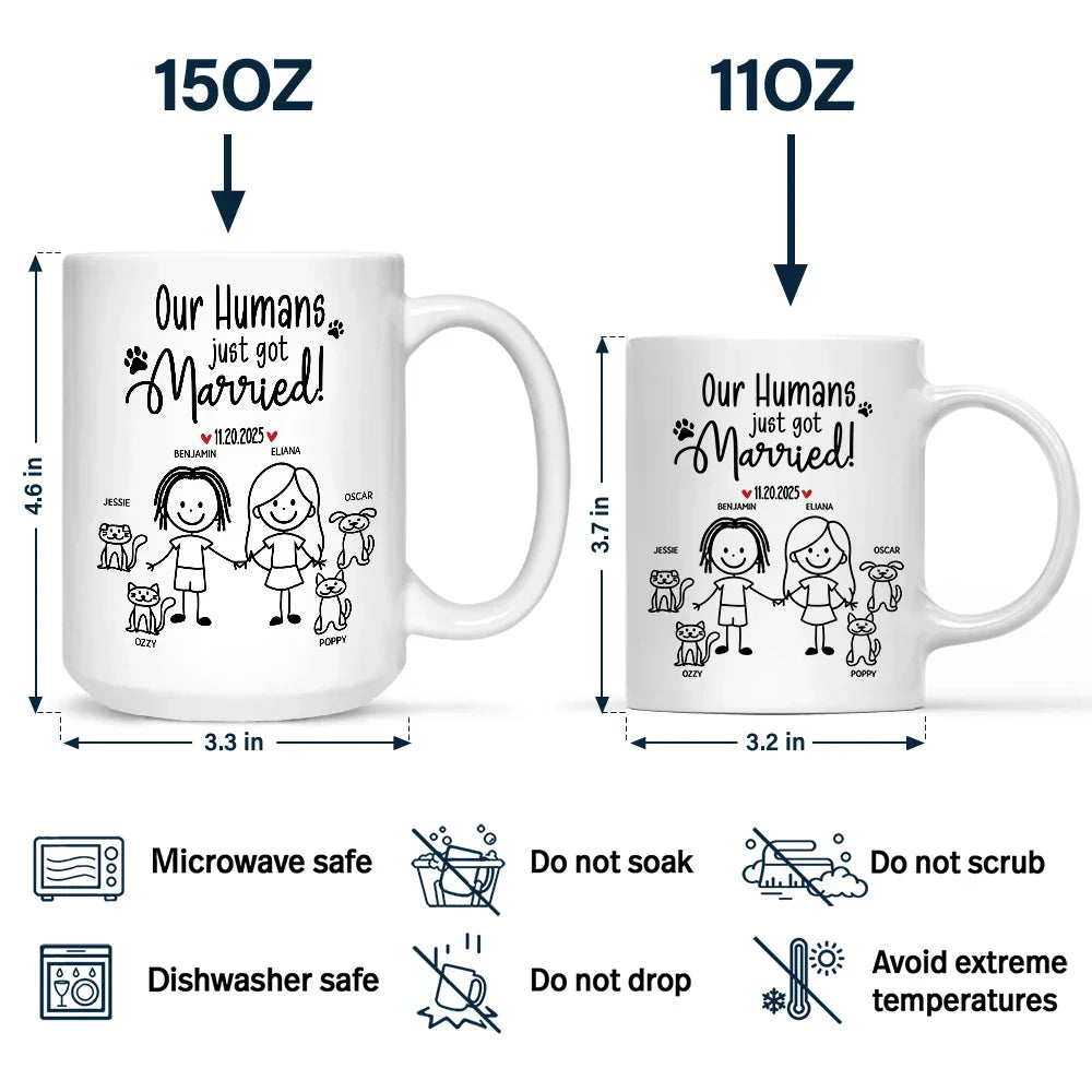 Stick Figures My Humans Are Getting Engaged Married - Personalized Mug