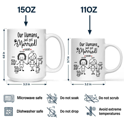 Stick Figures My Humans Are Getting Engaged Married - Personalized Mug