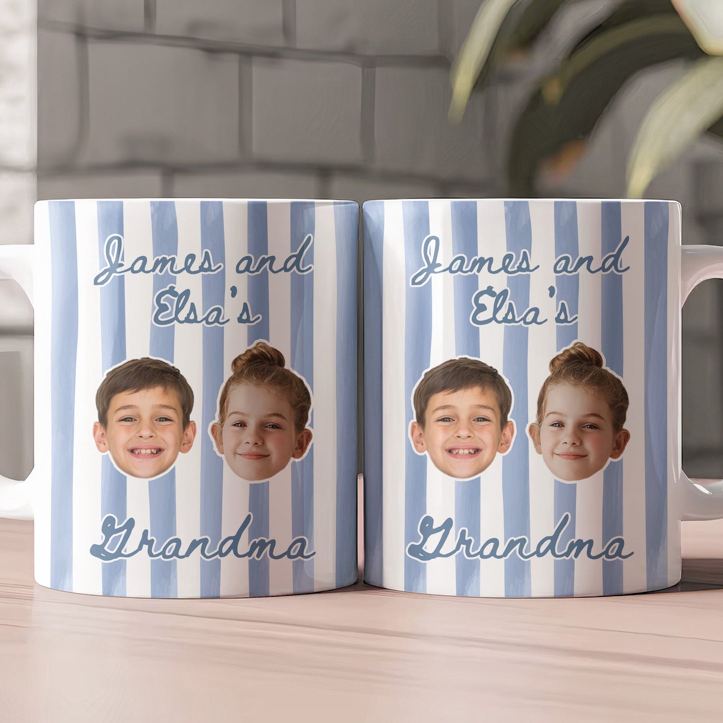 Stripe Baby Picture Gift For Grandma, New Grandma - Personalized Photo Mug