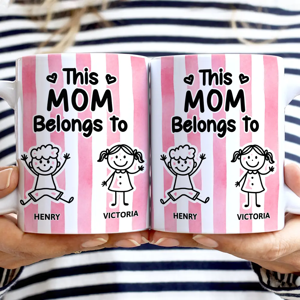 Striped This Belongs To - Personalized White Edge-to-Edge Mug