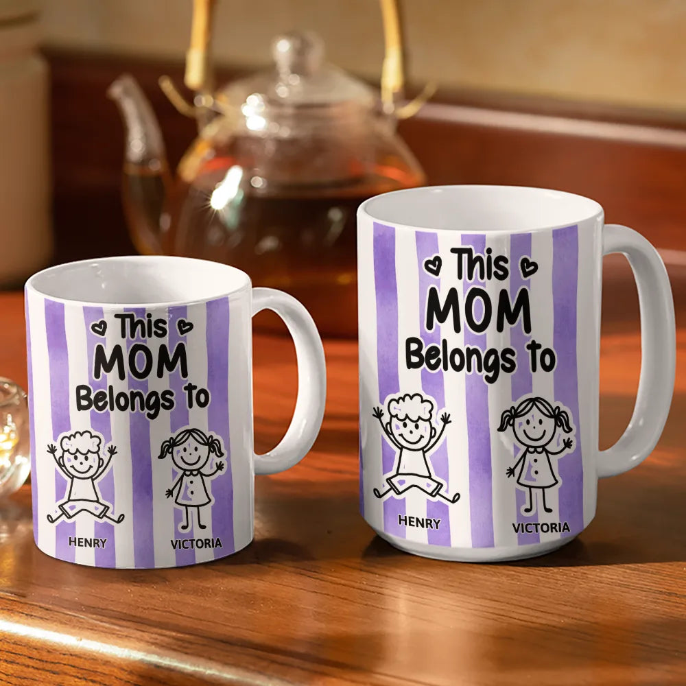 Striped This Belongs To - Personalized White Edge-to-Edge Mug
