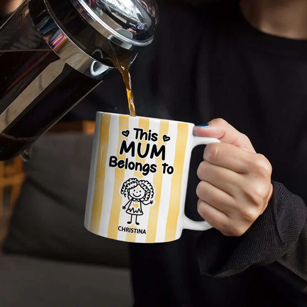 Striped This Belongs To - Personalized White Edge-to-Edge Mug