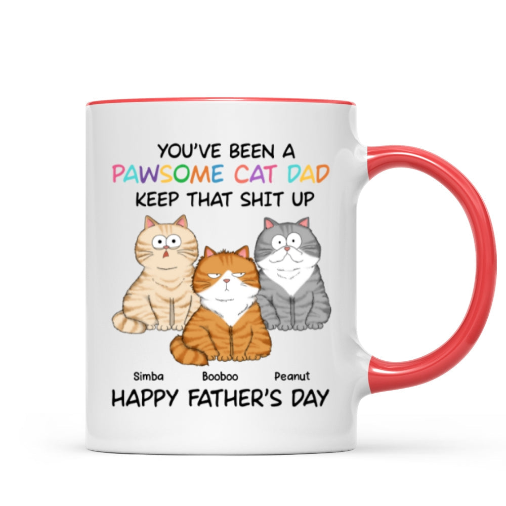 Happy Father's Day From Your Favorite Unemployed Freeloader, Funny Personalized Mug For Cat Dads