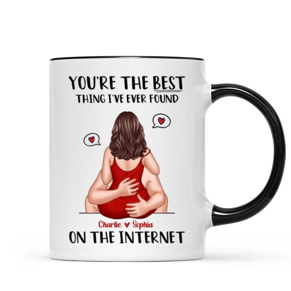 Online Dating Virtual Love Embrace Valentine's Couple Personalized Mug