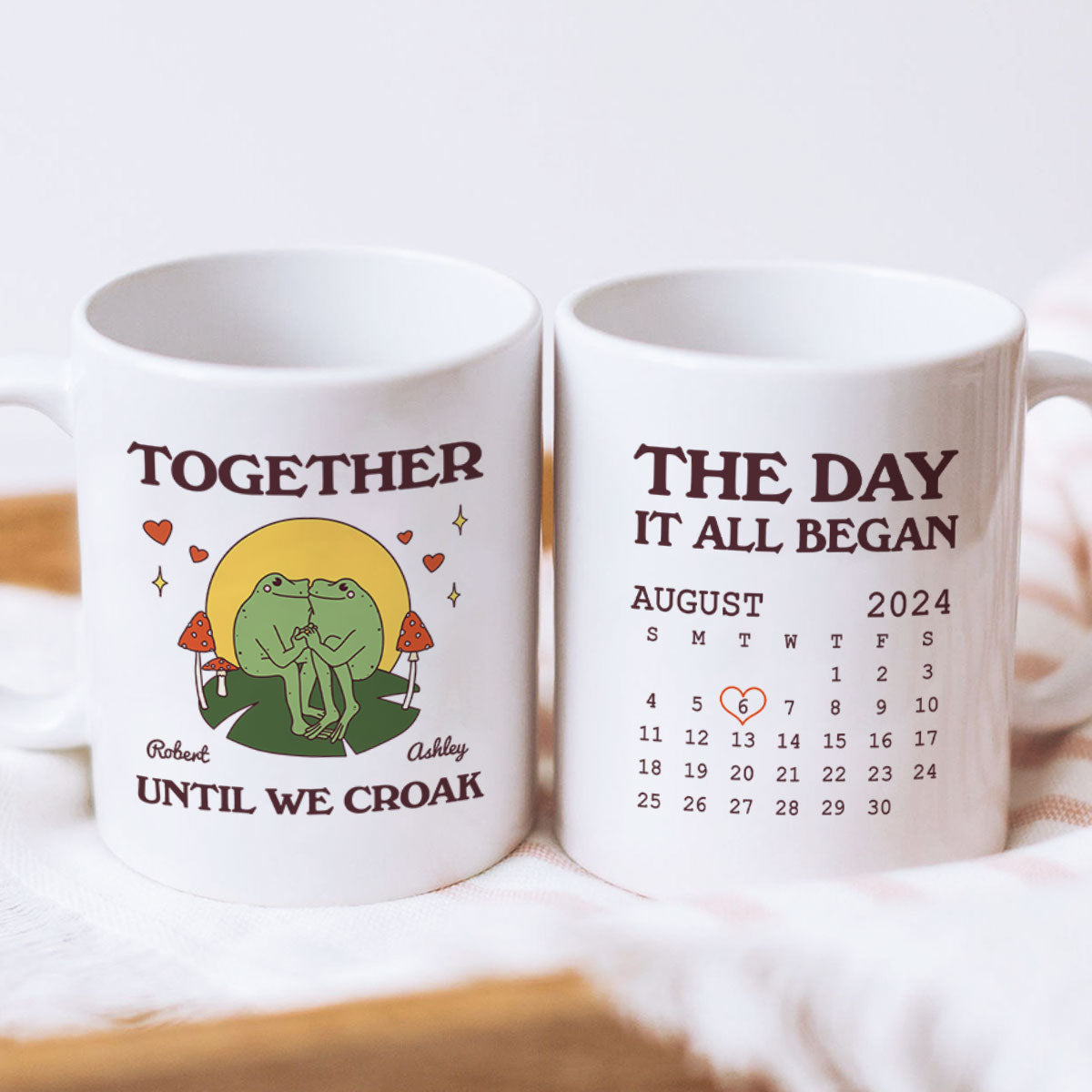 Until We Croak Together Frog Couple Anniversary Calendar Keepsake Personalized Mug