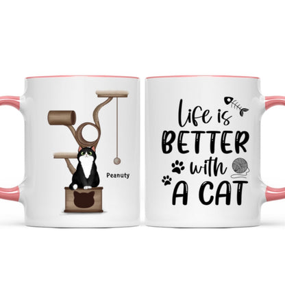 Life Is Better With Cats Fluffy Cat Tower Personalized Mug