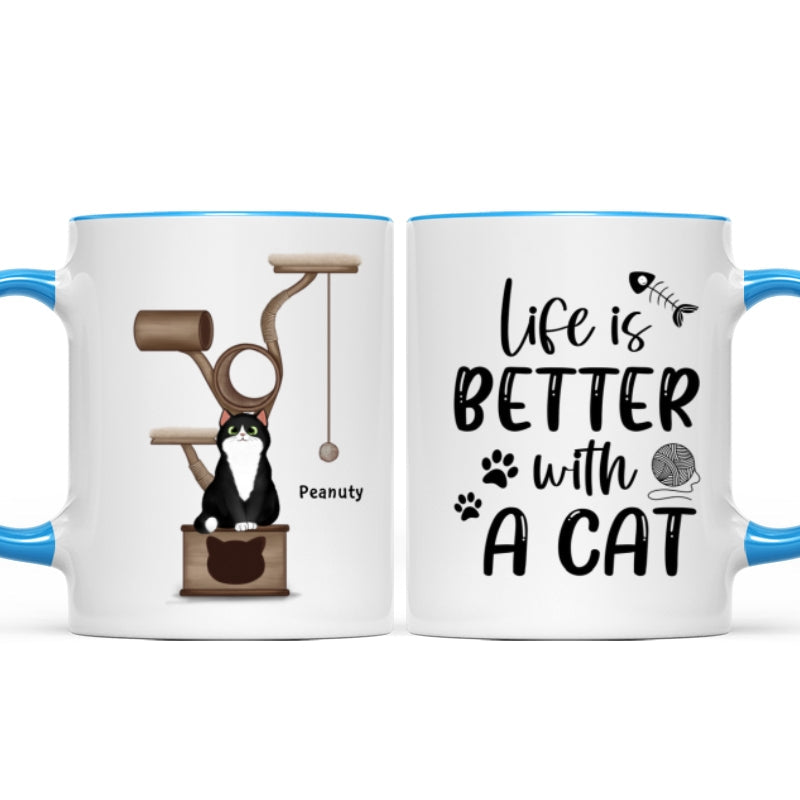 Life Is Better With Cats Fluffy Cat Tower Personalized Mug