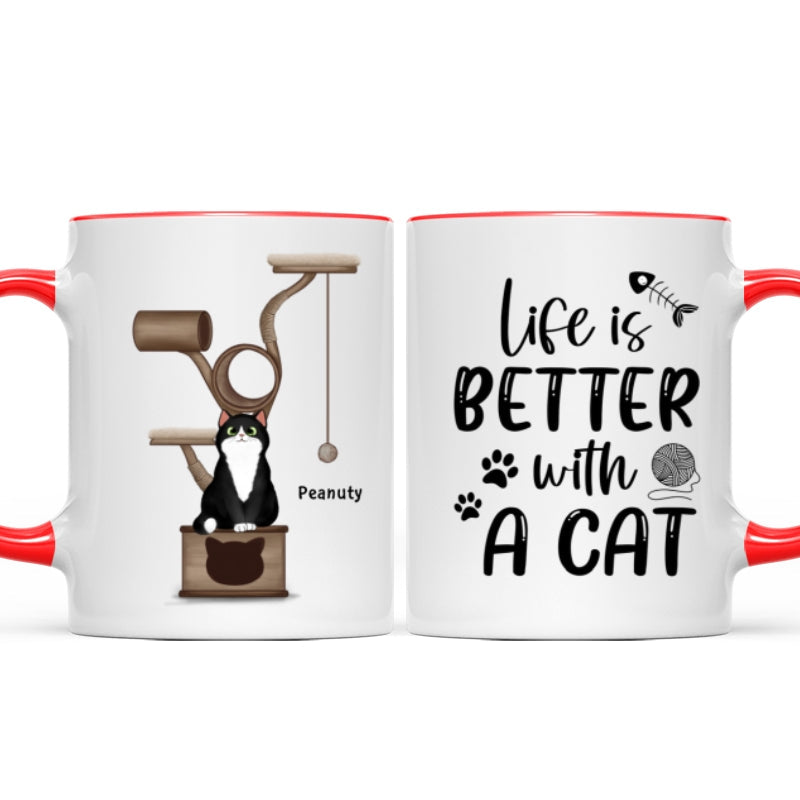 Life Is Better With Cats Fluffy Cat Tower Personalized Mug