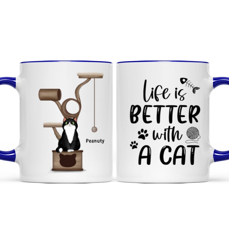 Life Is Better With Cats Fluffy Cat Tower Personalized Mug