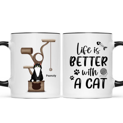 Life Is Better With Cats Fluffy Cat Tower Personalized Mug