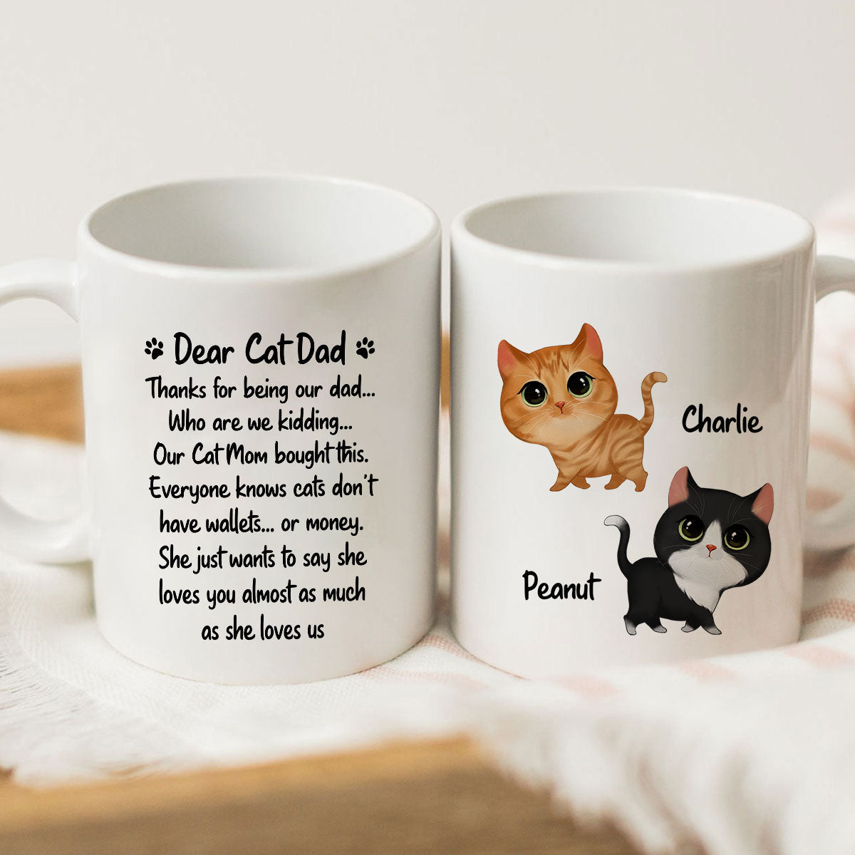Our Cat Mom Bought This Father's Day Gift Watercolor Cute Cats Walking Personalized Mug