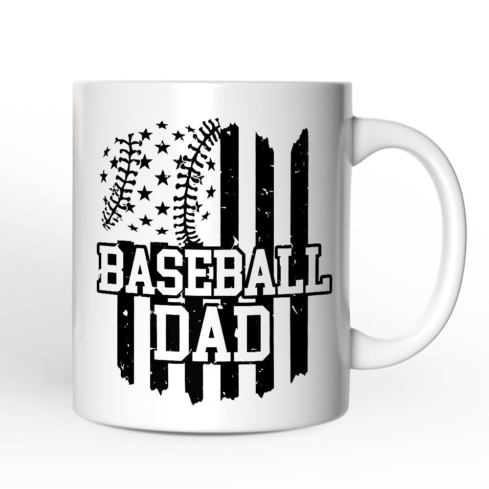Baseball Dad Personalized Mug, Patriotic Gift for Sports Fathers with Custom Name