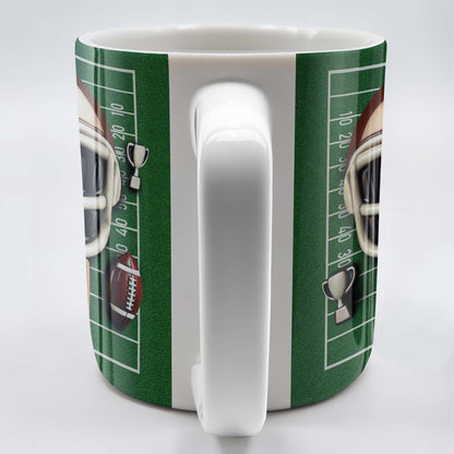 Celebrate the Best Coach with this Football Helmet, Football and Trophy - Personalized Custom Coffee Mug - TEACH005_MG