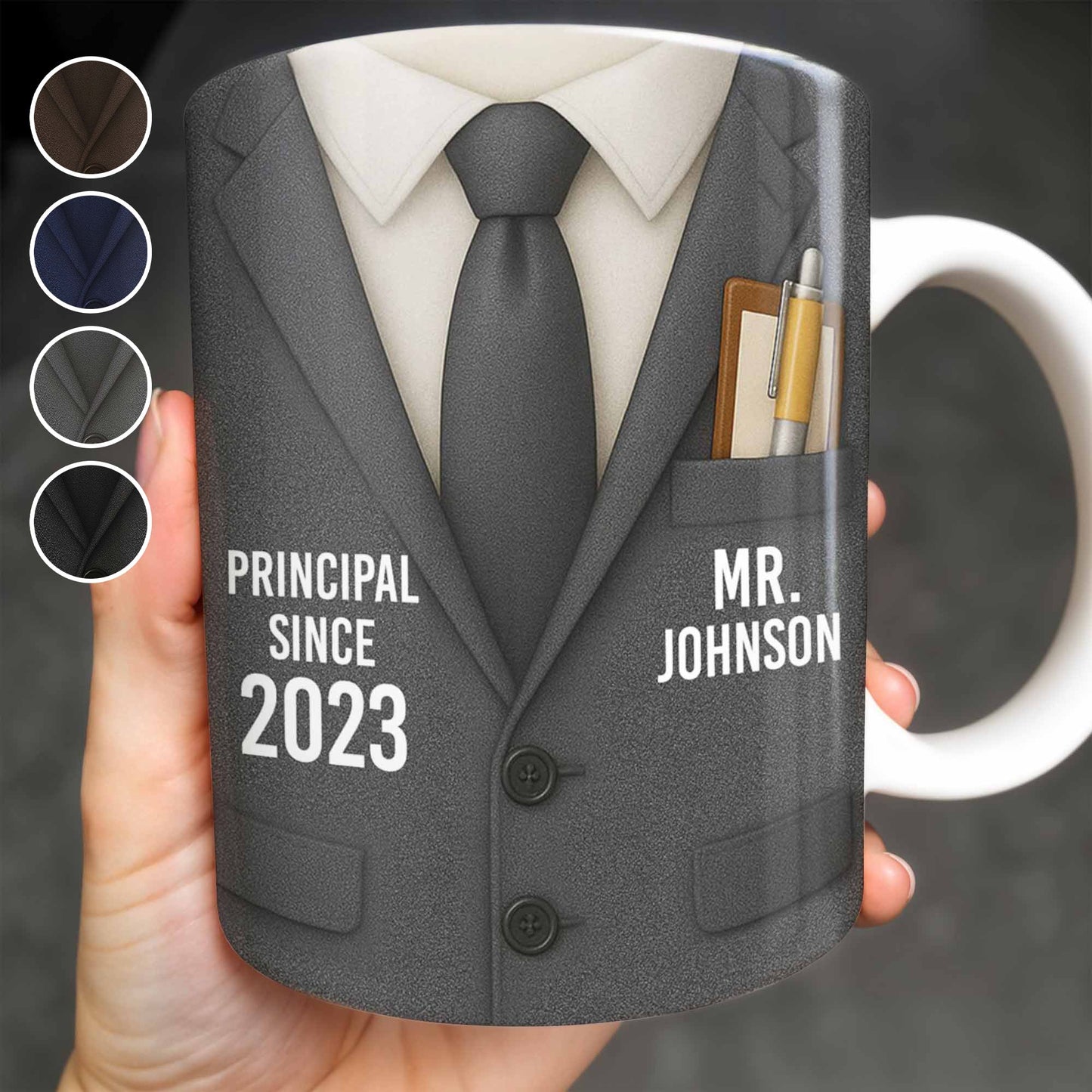 Principal Since Suit And Tie Design - Personalized Custom Coffee Mug - TEACH052_MG