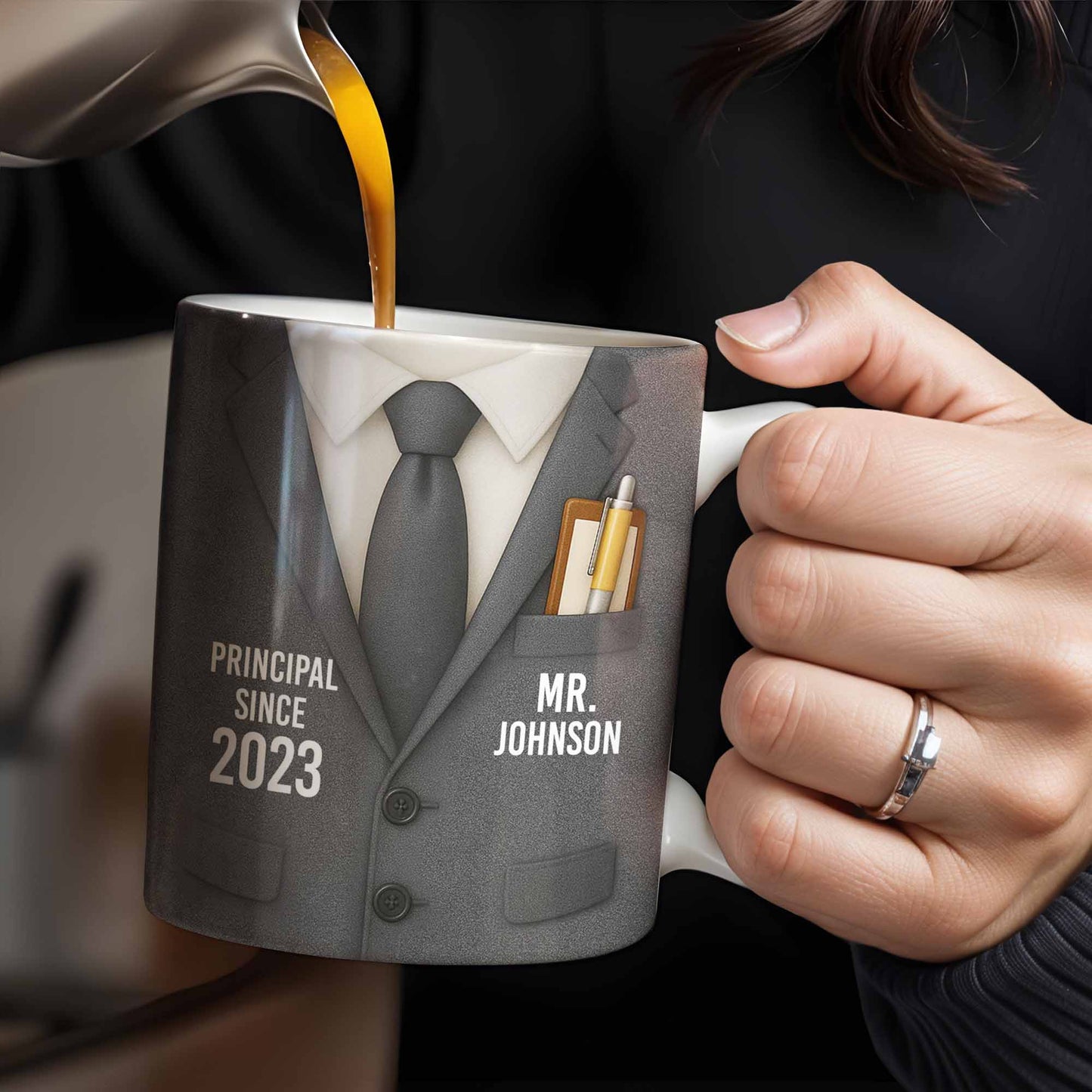 Principal Since Suit And Tie Design - Personalized Custom Coffee Mug - TEACH052_MG