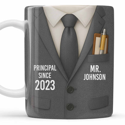 Principal Since Suit And Tie Design - Personalized Custom Coffee Mug - TEACH052_MG