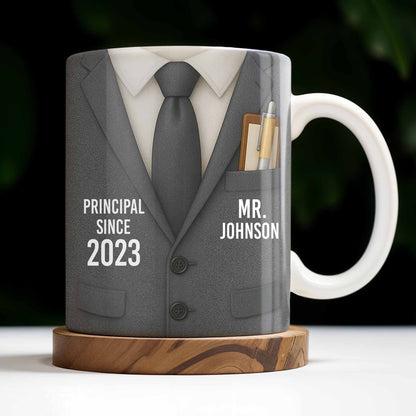 Principal Since Suit And Tie Design - Personalized Custom Coffee Mug - TEACH052_MG