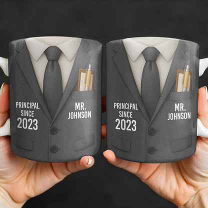Principal Since Suit And Tie Design - Personalized Custom Coffee Mug - TEACH052_MG