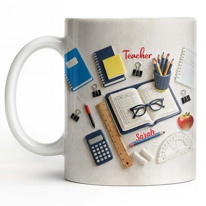 To My Favorite Teacher Stationery and Apple Design - Personalized Custom Coffee Mug - TEACH067_MG