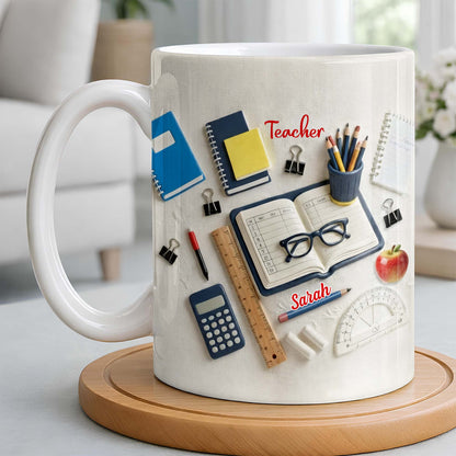 To My Favorite Teacher Stationery and Apple Design - Personalized Custom Coffee Mug - TEACH067_MG