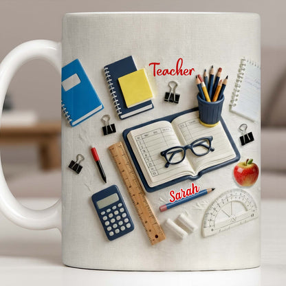 To My Favorite Teacher Stationery and Apple Design - Personalized Custom Coffee Mug - TEACH067_MG