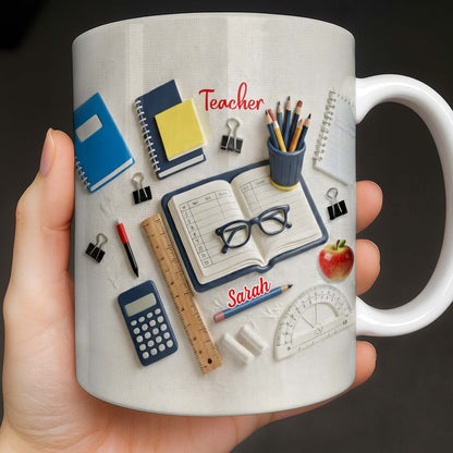 To My Favorite Teacher Stationery and Apple Design - Personalized Custom Coffee Mug - TEACH067_MG