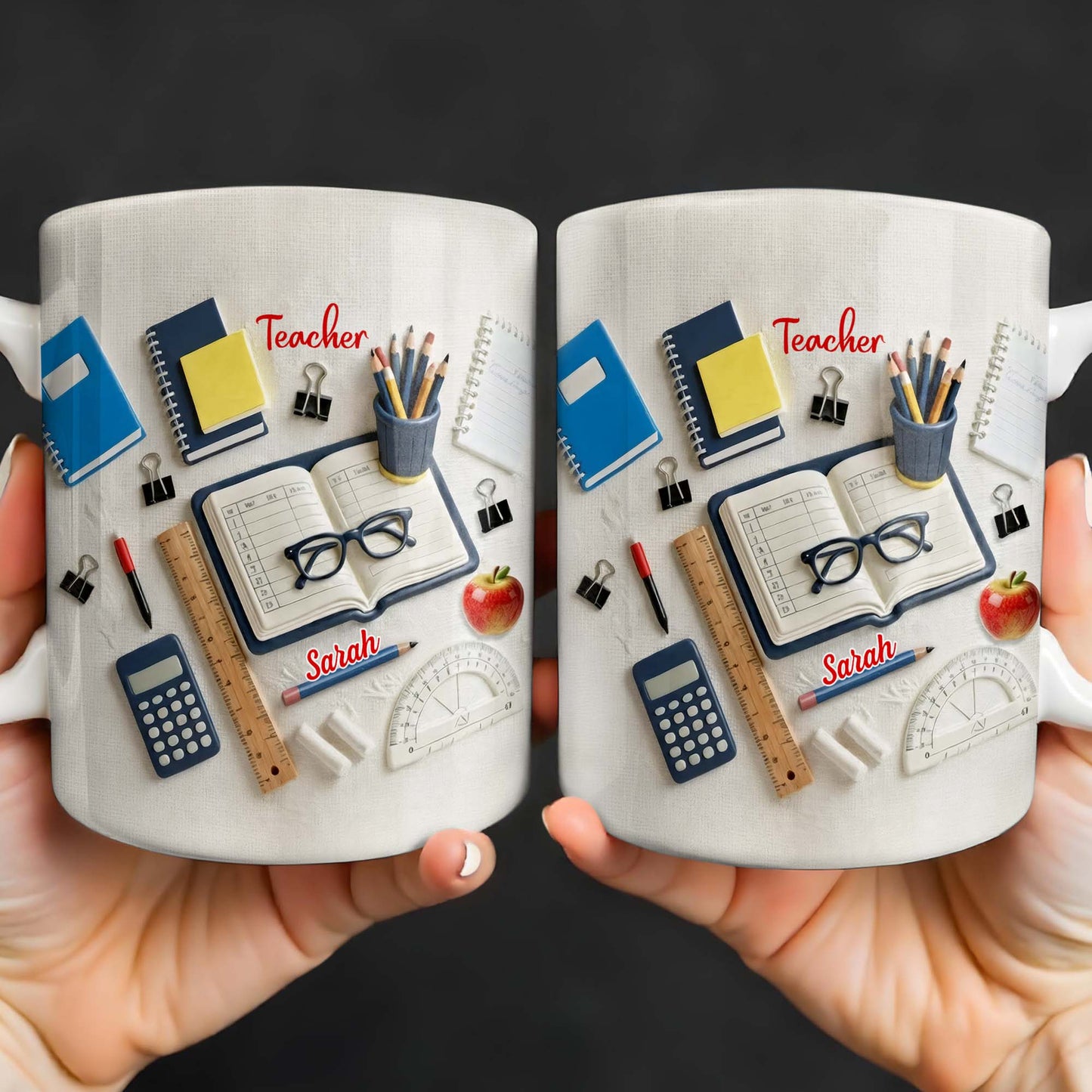To My Favorite Teacher Stationery and Apple Design - Personalized Custom Coffee Mug - TEACH067_MG