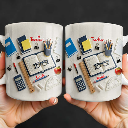 To My Favorite Teacher Stationery and Apple Design - Personalized Custom Coffee Mug - TEACH067_MG