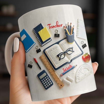 To My Favorite Teacher Stationery and Apple Design - Personalized Custom Coffee Mug - TEACH067_MG
