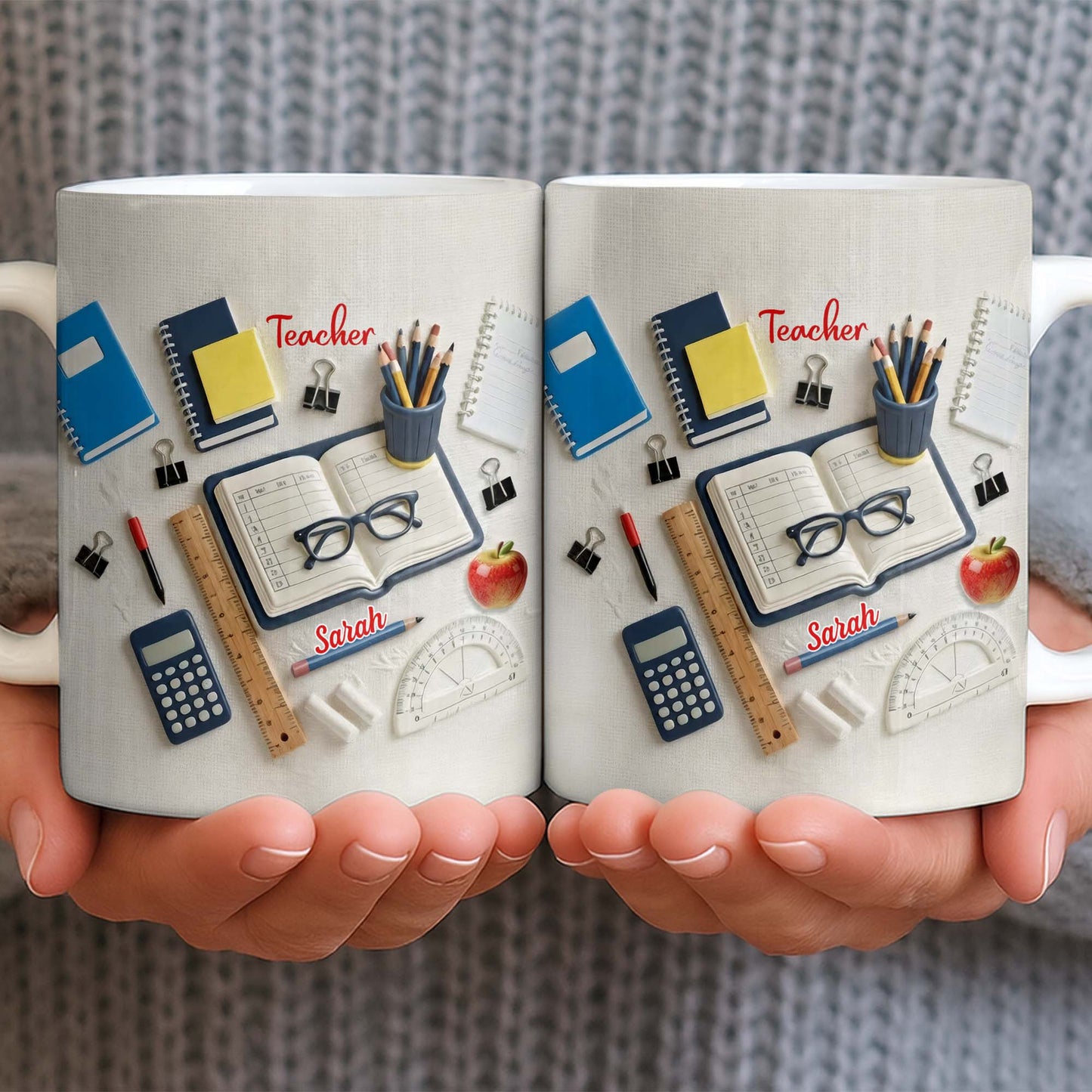 To My Favorite Teacher Stationery and Apple Design - Personalized Custom Coffee Mug - TEACH067_MG
