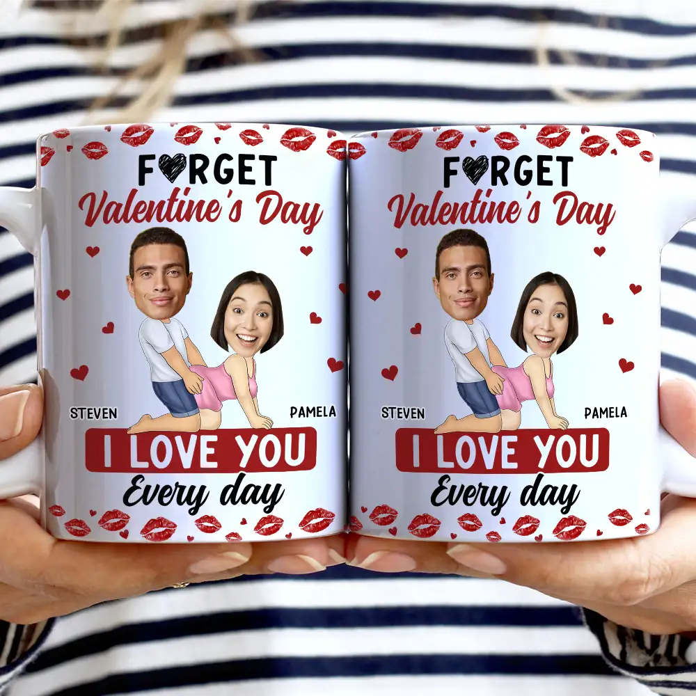 Custom Photo Couple I Love You Every Day - Personalized White Edge-to-Edge Mug